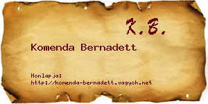 Komenda Bernadett névjegykártya